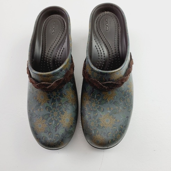 CROCS Shoes - CROCS Women Sarah Crosslite Floral Dual Comfort Heel Clogs Mules  Size W7